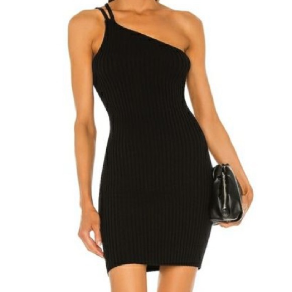 525 America Dresses & Skirts - Revolve 525 Ribbed One-Shoulder Black Bodycon Dress – Size L